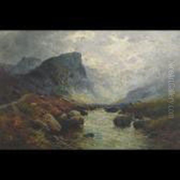 In The Western Highlands Oil Painting by Alfred Fontville De Breanski