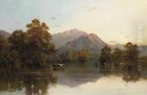 Evening, The Trossachs, Stirling, Scotland Oil Painting by Alfred Fontville De Breanski