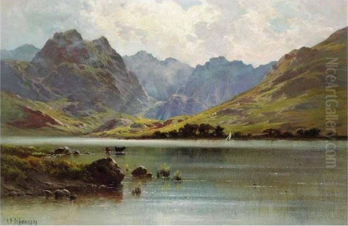 Cattle Watering On A Loch Oil Painting by Alfred Fontville De Breanski