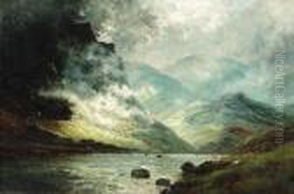 In The West Highlands Oil Painting by Alfred Fontville De Breanski