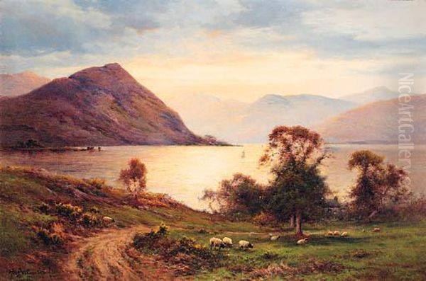 Evening, Ennerdale Water Oil Painting by Alfred Fontville De Breanski