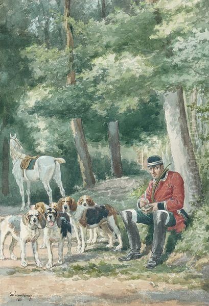 Piqueux Et Ses Chiens Oil Painting by Charles Fernand de Condamy