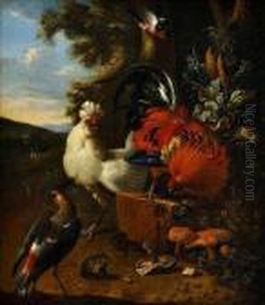 Kohuti Zapas Oil Painting by Melchior de Hondecoeter