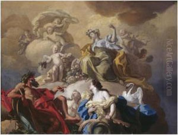 An Allegory Of Ceres And The River Sebeto Oil Painting by Francesco de Mura