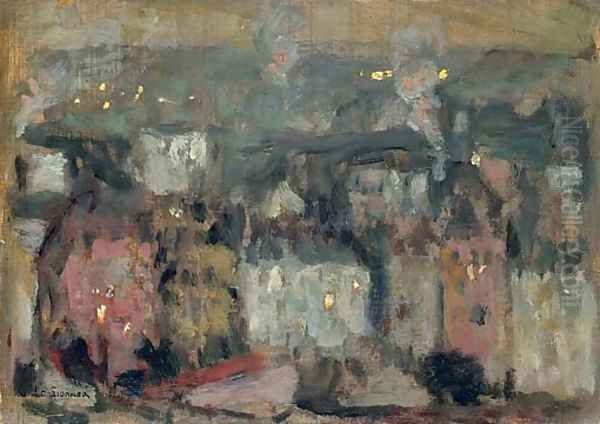 Les faubourgs Oil Painting by Henri Eugene Augustin Le Sidaner