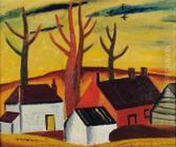 Paysage Aux Toits Rouges Oil Painting by Gustave De Smet
