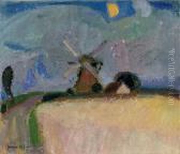 A Windmill In A Landscape, Het Gooi Oil Painting by Gustave De Smet