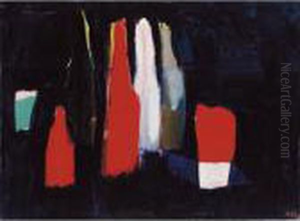 Bouteilles Oil Painting by Nicolas De Stael