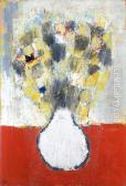 Fleurs Sur Fond Rouge Oil Painting by Nicolas De Stael