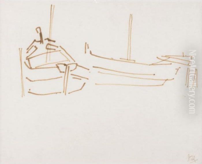 Bateaux Oil Painting by Nicolas De Stael