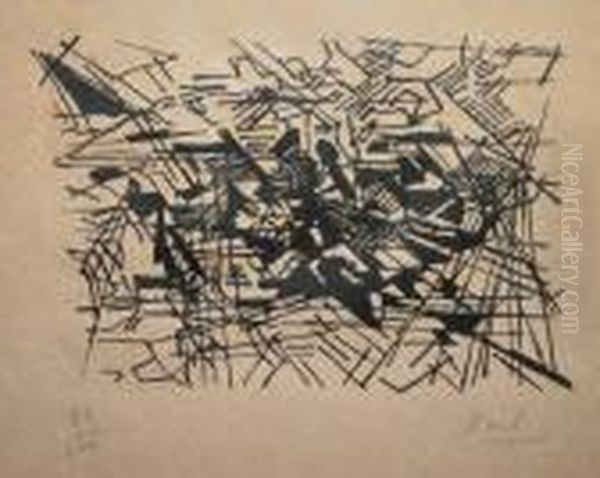 Lithographie En Noir Et Blanc, 
Signeeen Bas A Droite Au Crayon Et Numerotee 99/100 En Bas A Gauche. 
Audos Du Carton Porte Une Dedicace Et Une Date 1948 Oil Painting by Nicolas De Stael