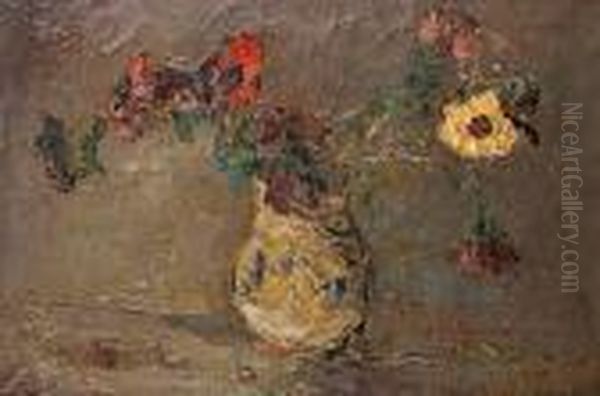 Vase De Fleurs Oil Painting by Vladimir De Terlikowski
