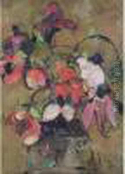 Anemones Dans Un Vase Oil Painting by Vladimir De Terlikowski