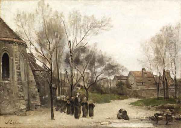 L'Enclos Saint-Julien-le-Pauvre (The Courtyard of Saint-Julien-le-Pauve) Oil Painting by Stanislas Lepine