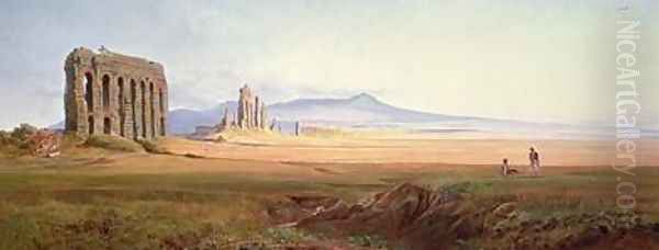 Aqueduct of Nero Rome Oil Painting by Edward Lear
