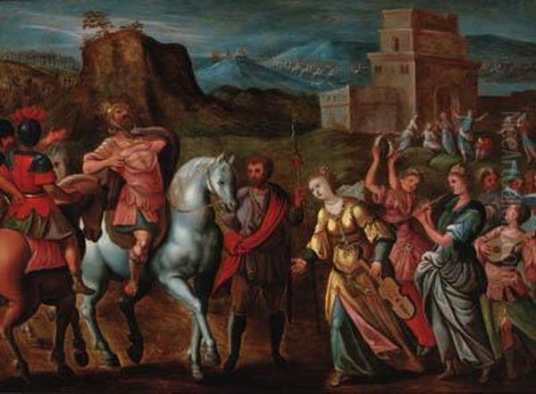Jephthahs' Daughter Oil Painting by Maarten de Vos