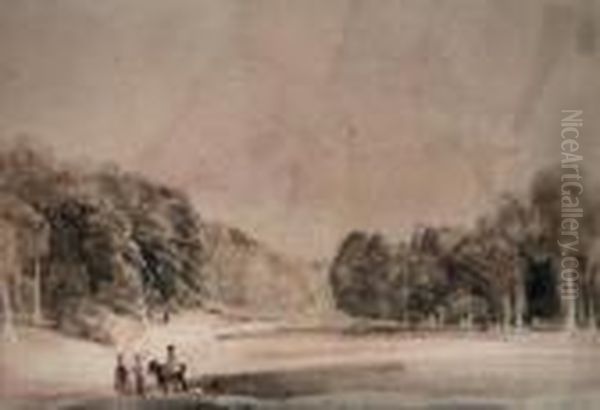 Sketch From A South Window At Lowther, Derwent Oil Painting by Peter de Wint