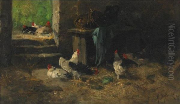 Poulailler Oil Painting by Alexandre Defaux