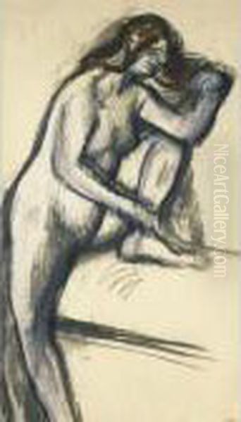 Femme Nue Assise Oil Painting by Edgar Degas