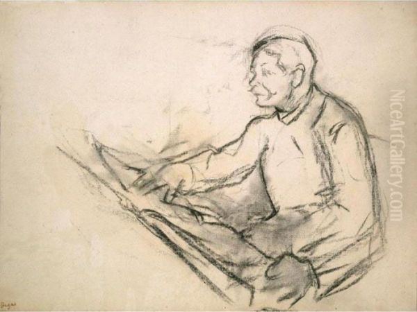 Etude Pour Un Portrait D'homme (portrait De Pagans) Oil Painting by Edgar Degas