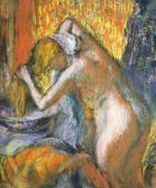 Femme S'essuyant Les Cheveux Oil Painting by Edgar Degas