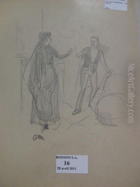 Etude De Personnages Oil Painting by Alfred Dehodencq