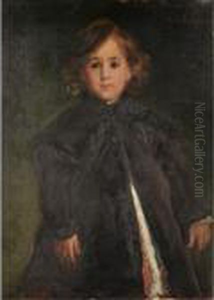 Portrait D'enfant [ ; Portrait 
Of A Child ; Oil On Canvas ; Signed And Dedicated Upper Right A Toi Mon 
Cher Armand / Alfred Dehodencq] Oil Painting by Alfred Dehodencq
