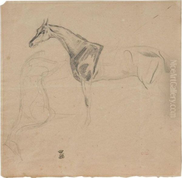 Feuille D'etudes De Chevaux De Course Oil Painting by Eugene Delacroix