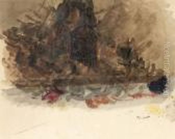 Etude Pour La Barque De Dante, Vers 1821 - 1822 Oil Painting by Eugene Delacroix