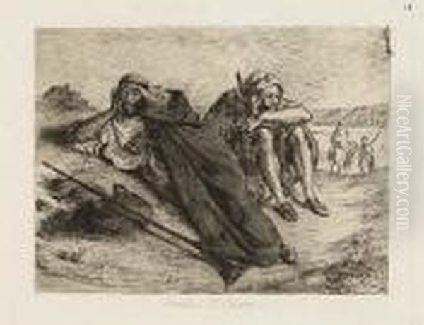 Arabes D'oran<</b> Oil Painting by Eugene Delacroix