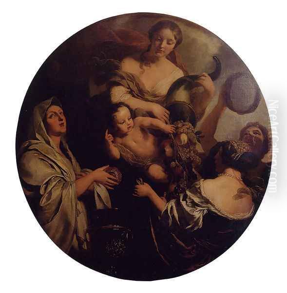 Allegory With An Infant Surrounded By Women, One With A Cornucopia (or The Nurture Of Jupiter) Oil Painting by Gerard de Lairesse