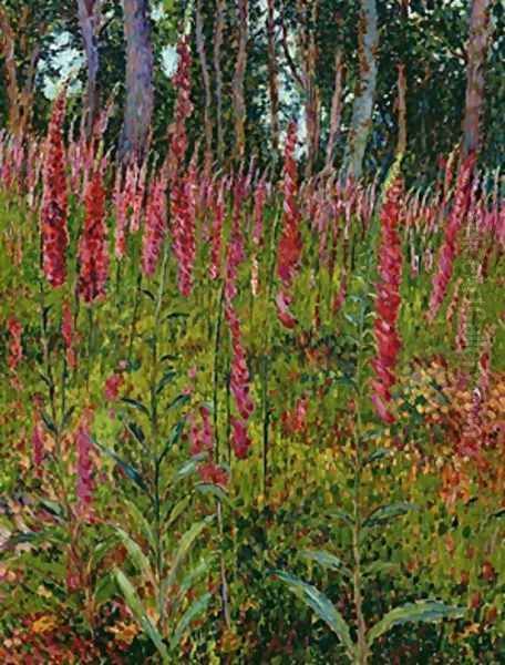 Foxgloves Oil Painting by Georges Lacombe