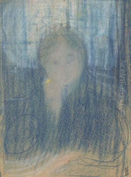 Femme En Bleu (recto); Foret (verso) Oil Painting by Maurice Denis