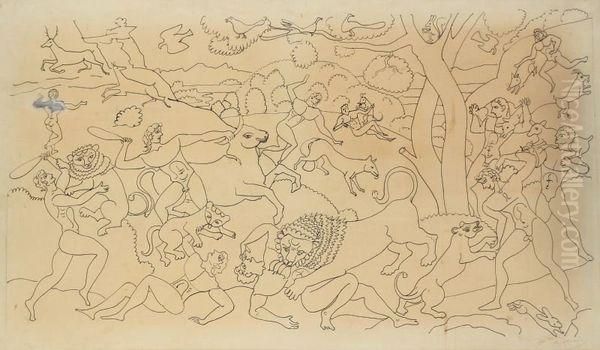 Etude Pour Tapisserie Oil Painting by Andre Derain