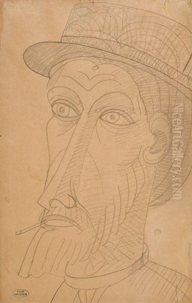 L'homme A La Cigarette Oil Painting by Andre Derain