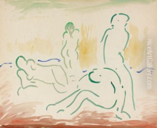 Baigneuses Oil Painting by Andre Derain