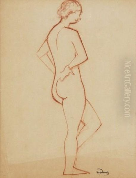 Femme Nue Debout De Profil Oil Painting by Andre Derain