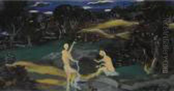 Deux Baigneuses Dans Un Paysage Oil Painting by Andre Derain