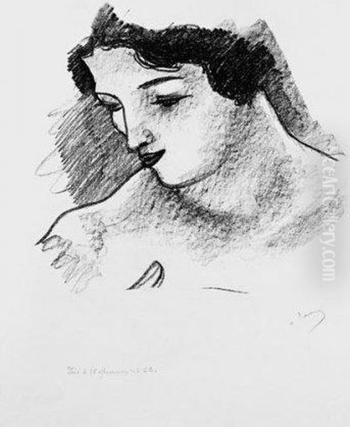 Tete De Femme Coupee, De Profil A Gauche Oil Painting by Andre Derain