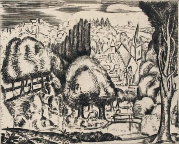 (le Morin) Ou Paysage Dans Le Gout Italien Oil Painting by Andre Derain