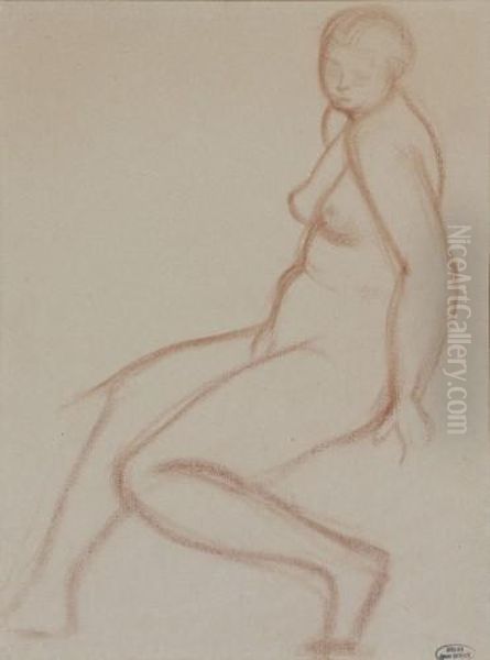 Nu Assis De Profil Oil Painting by Andre Derain