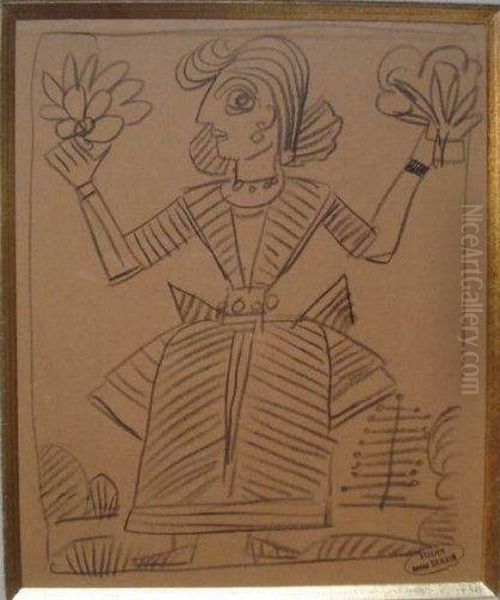 Femme Aux Fleurs Oil Painting by Andre Derain