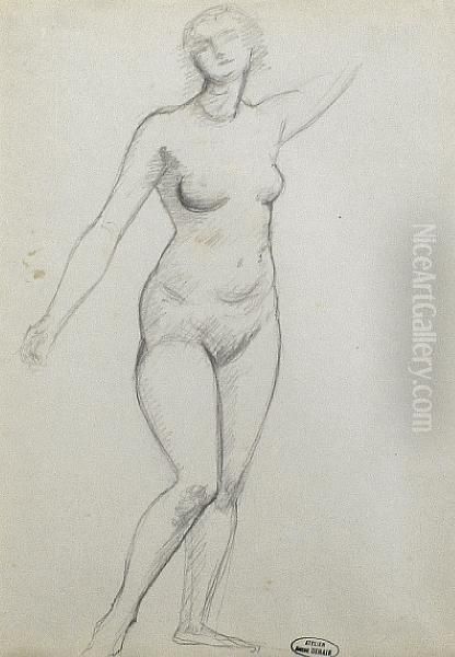 Standing Female Nude Oil Painting by Andre Derain
