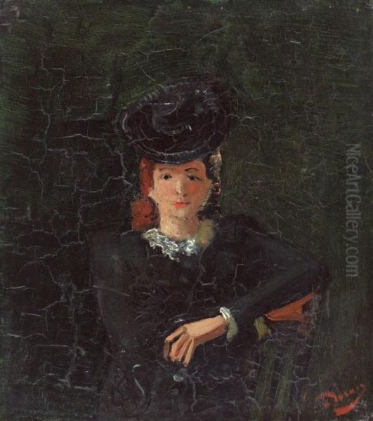 Junge Dame Mit Tellerhut Oil Painting by Andre Derain
