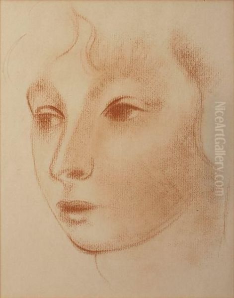 Study Of A Female Head Oil Painting by Andre Derain