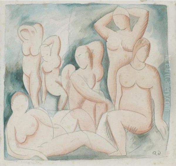 Etude De Nus Oil Painting by Andre Derain