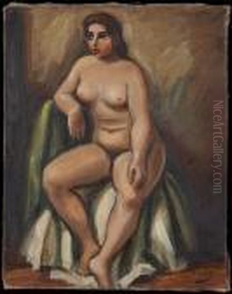 Seated Nude Oil Painting by Andre Derain