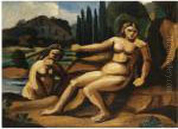 Deux Baigneuses Dans Un Paysage Oil Painting by Andre Derain