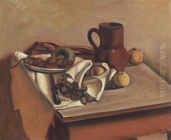Fruits Et Pichet Sur Une Table Oil Painting by Andre Derain