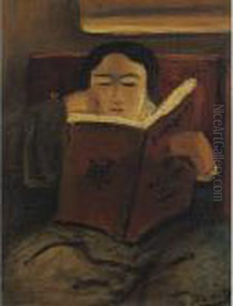 Femme Assise Lisant Oil Painting by Andre Derain